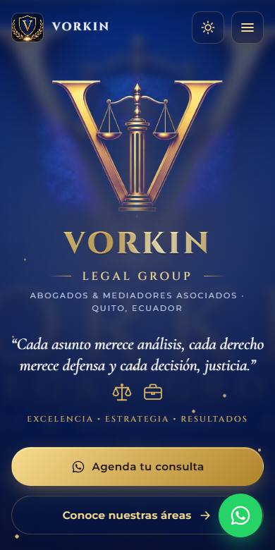 Página de Vorkin Legal Group vista en el celular