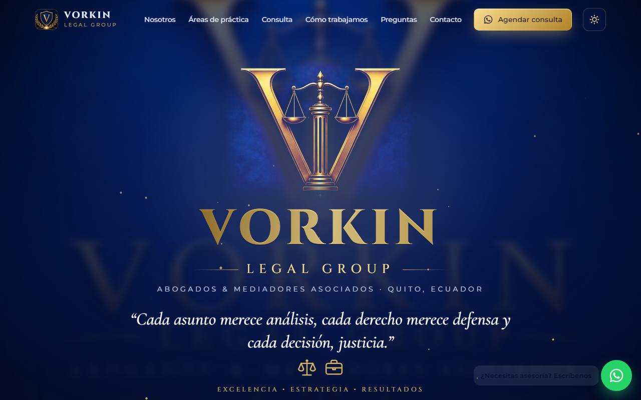 Página web de Vorkin Legal Group hecha por Danluc Web